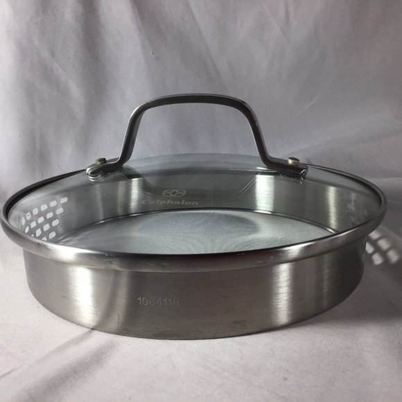 CALPHALON 7 1/4” Glass Stainless Steel 1084118 Replacement Strainer Metal Lid - Picture 2 of 8
